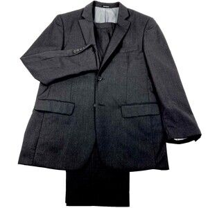 Wilke Rodriguez Wool Suit 42 44 L Pant 36 Flat No Cuff 2 Vent Gray Career Office